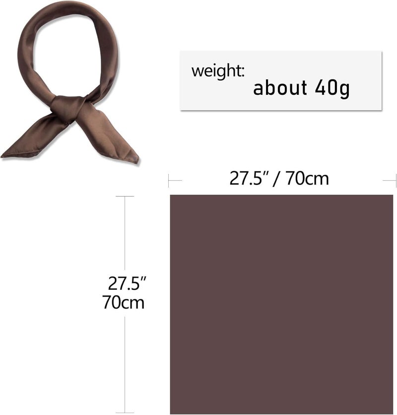 Chung Women's Square Satin Scarf 27.5" Bandanas Solid 50s Retro Neck Scarves Emulation Silk Handbag Hair Ribbons Necktie - Image 4